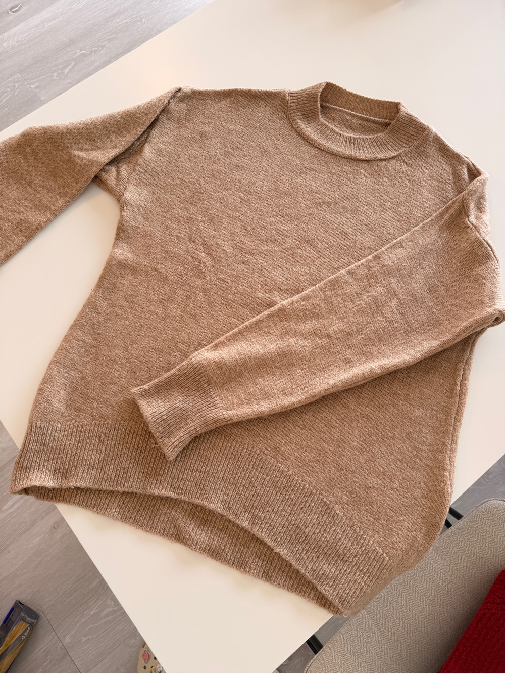 Classic Crewneck Women’s Sweater in Light Brown